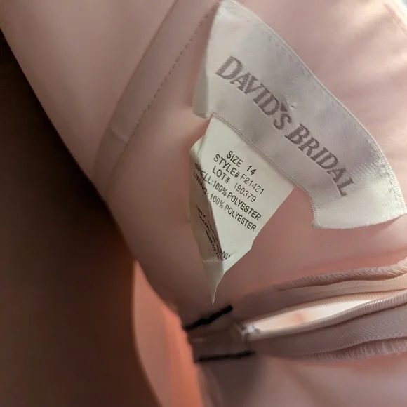 David's Bridal Sleeveless Dress with Jacket/Shrug; Size 14; Pink w/Brown accents - Picture 5 of 11